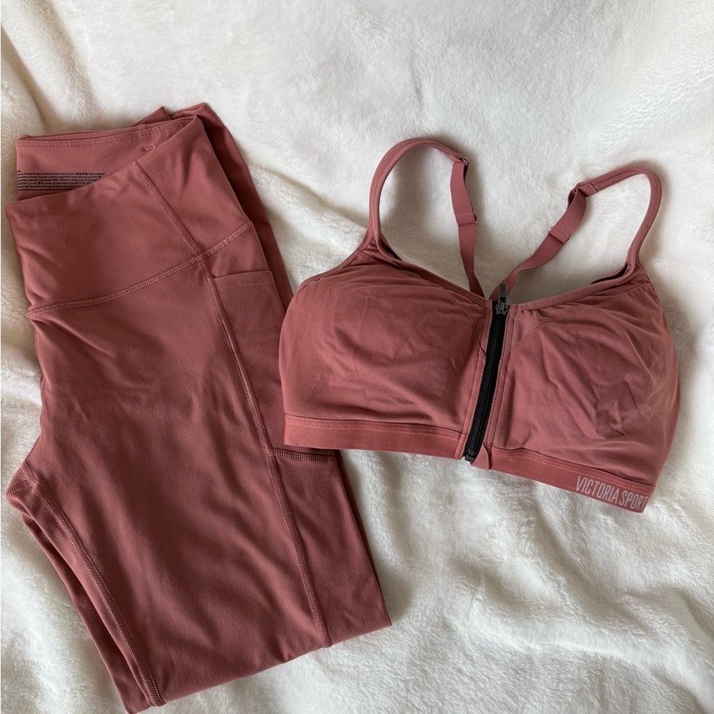 Victoria Secret Women's Pink Sports Bra and Leggings Set